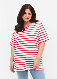 Bawelniana koszulka w paski, Bright Rose Stripes, Model