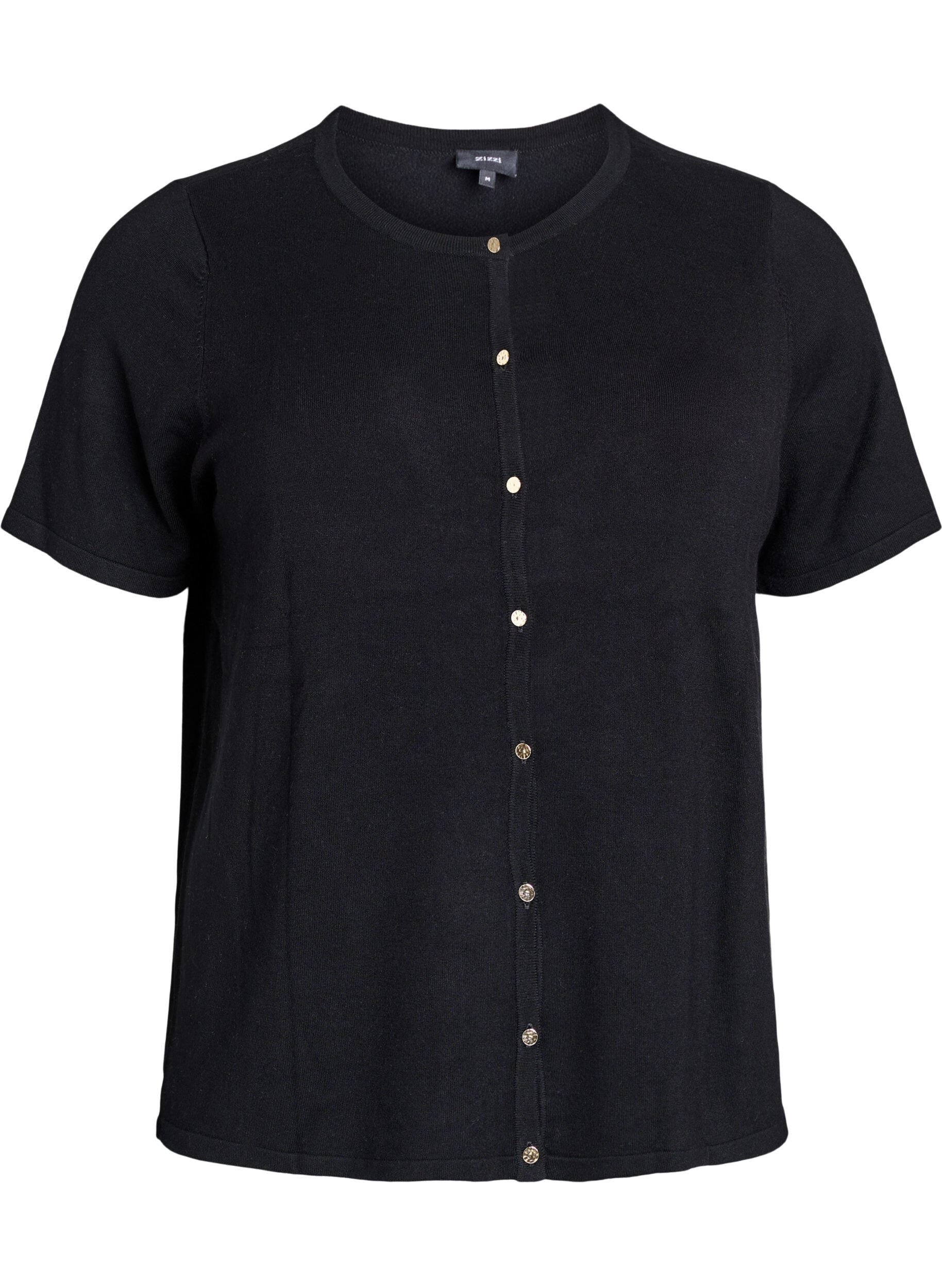 Zizzi Kr&oacute;tki kardigan dzianinowy z wiskozy, Czarne, Packshot image number 0