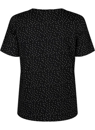 T-shirt z organicznej bawelny w kropki, Black w. White Dot, Packshot image number 1