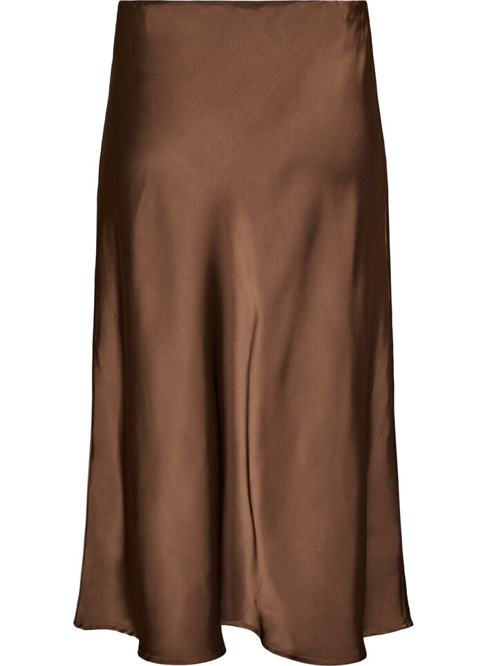 Satynowa sp&oacute;dnica midi, Brązowy, Packshot image number 1