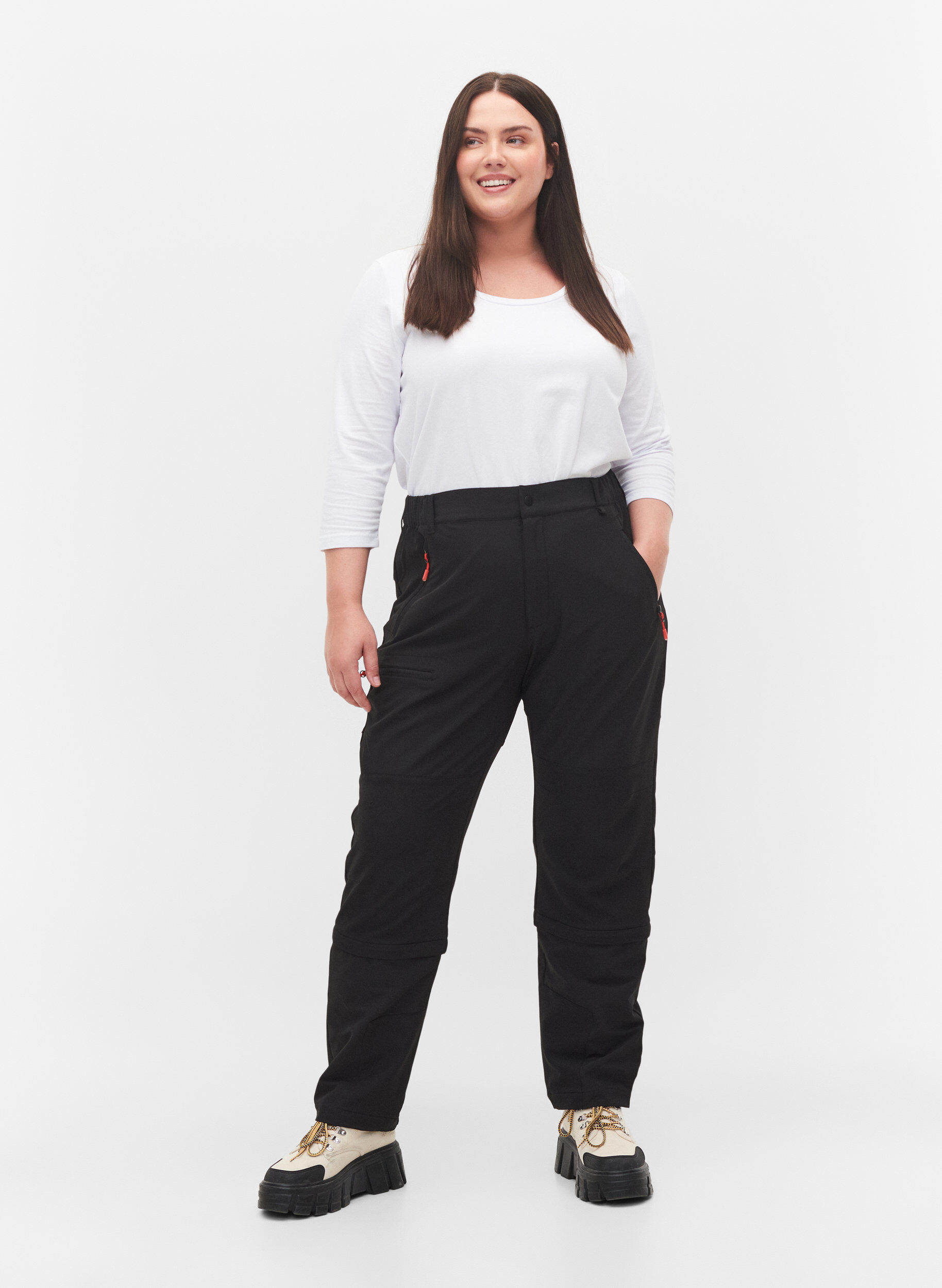 Zizzi Hiking trousers with removable legs, Black, Model image number 0