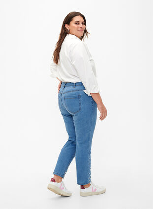 Dopasowane jeansy Emily z perelkami, Light Blue, Model image number 1