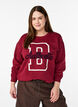 Bluza z napisem z tkaniny frotte, Ciemnobordowy, Model image number 0