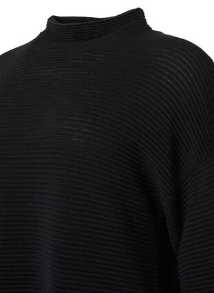 Strukturalna bluzka z dzianiny z golfem, Black, Packshot image number 3