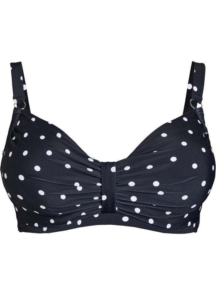 G&oacute;ra od bikini z fiszbinami i wzorem, Czarne, Packshot image number 0