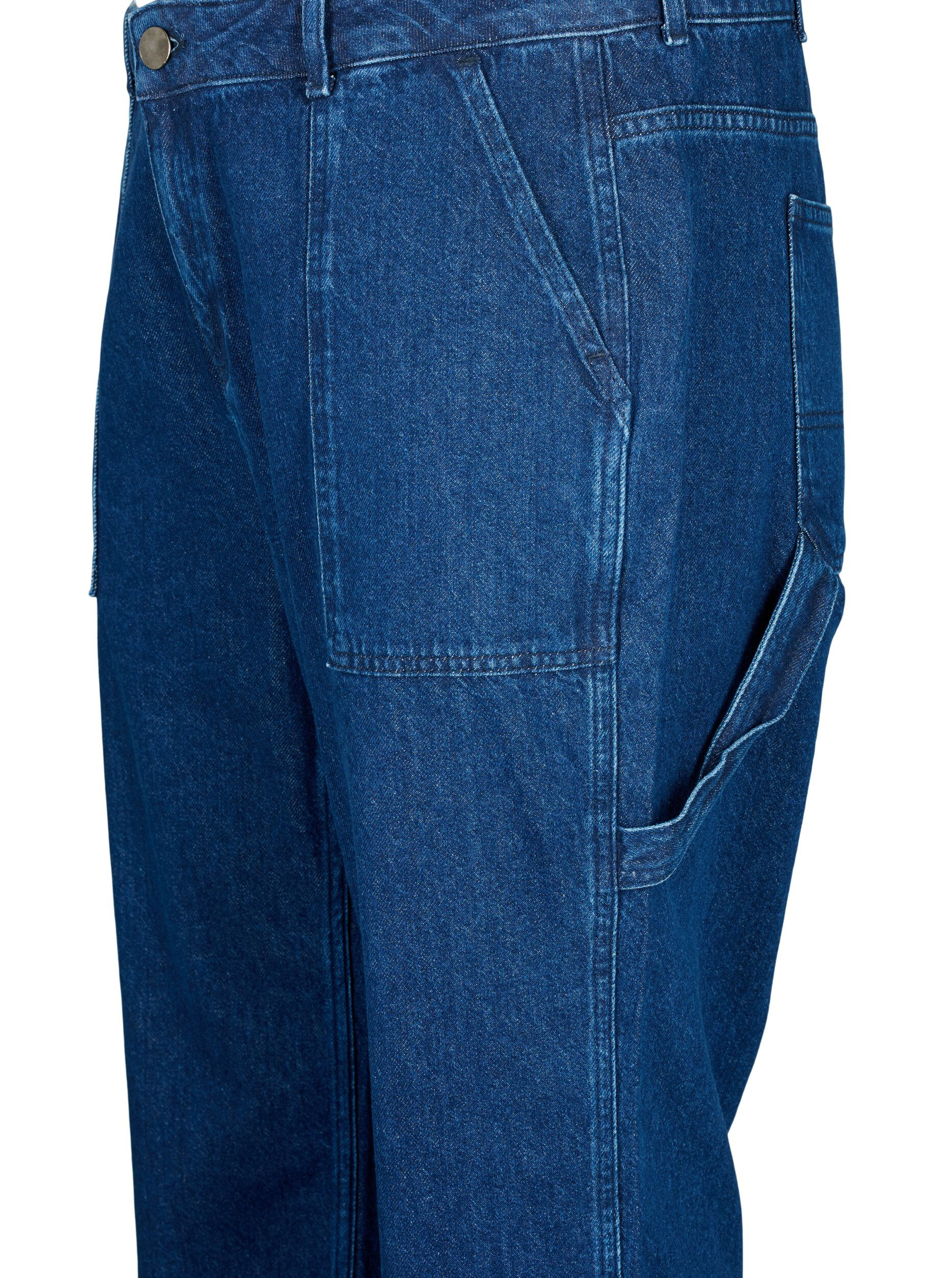 Zizzi Jeansy cargo o prostym kroju, Dark blue, Packshot image number 2