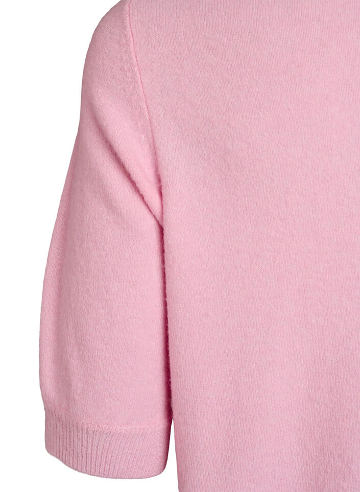 Knitted blouse with short sleeves, Pink, Packshot