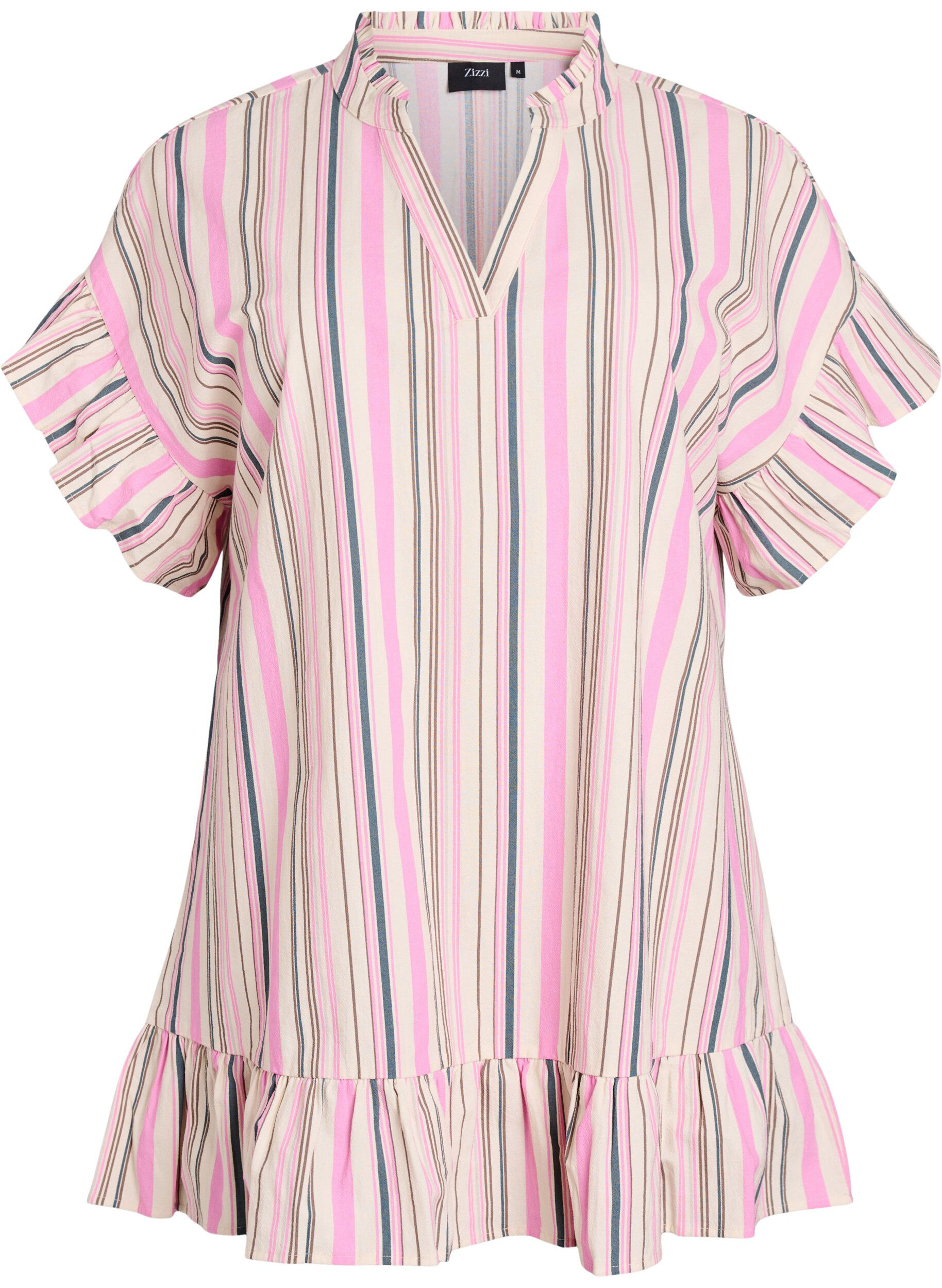 Zizzi Tunika z dekoltem w szpic i marszczeniami, Biały, Packshot image number 0