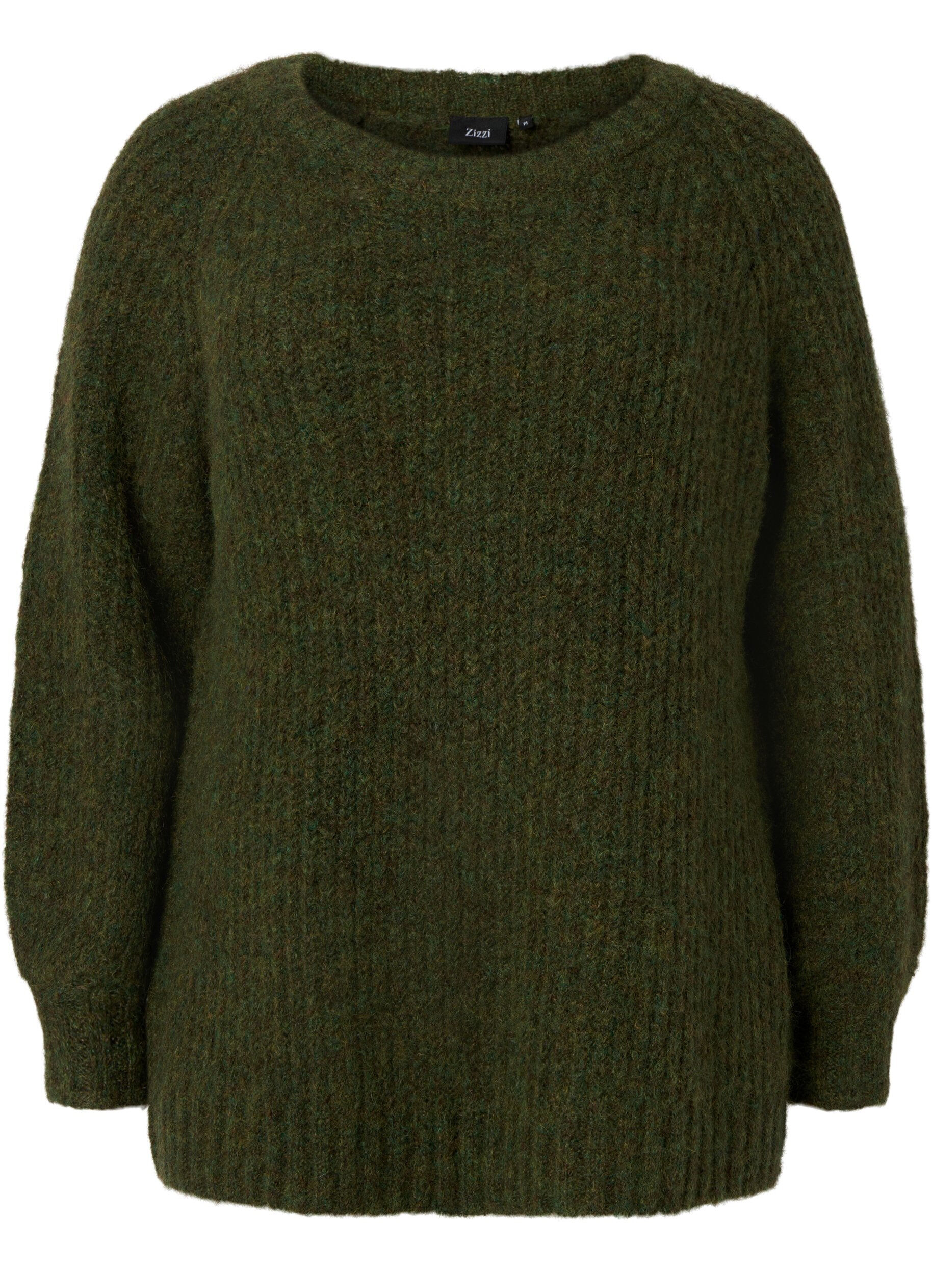 Zizzi Dzianinowy sweter z welna i raglanowymi rekawami, Winter Moss, Packshot image number 0