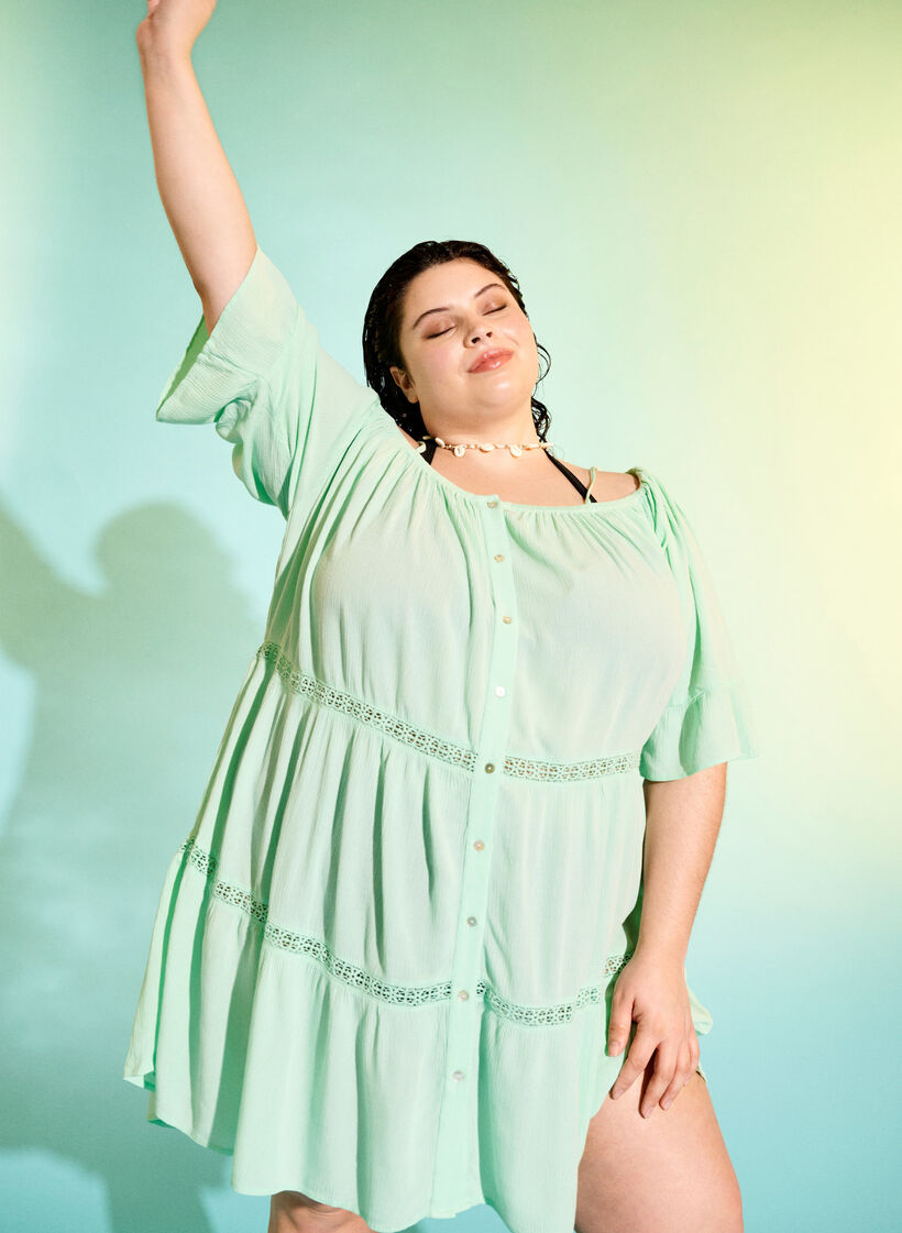 Beach tunic with off-shoulder, Brook Green, Image image number 0