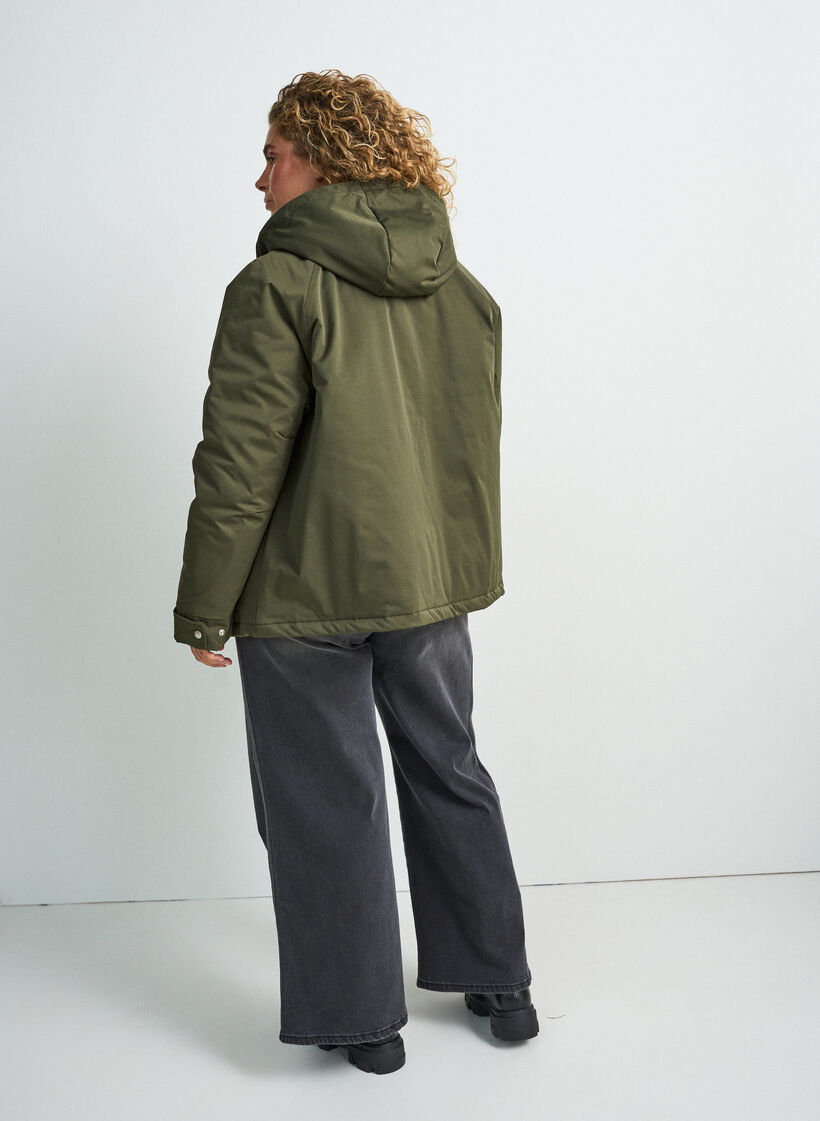 Parka z podszewka i odpinana kapturka, Zielony, Model image number 2