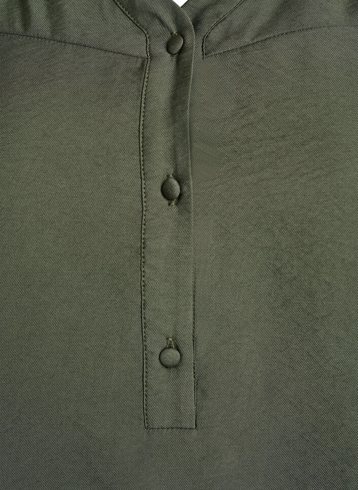 Bluzka wiskozowa ze smockiem i marszczonymi detalami, Zielony, Packshot image number 2