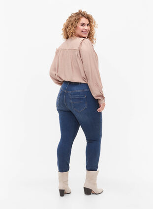 Bardzo waskie jeansy Amy z wysokim stanem, Blue denim, Model image number 1