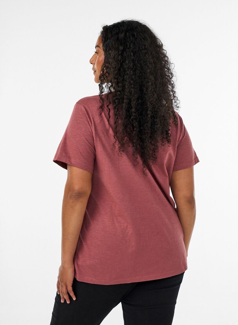 T-shirt z guzikami, Brązowy, Model image number 2