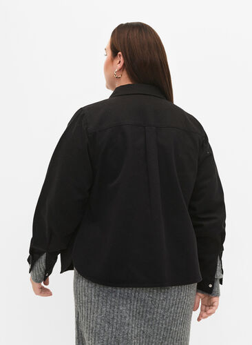 Plócienna kurtka zapinana na guziki, Black, Model image number 1