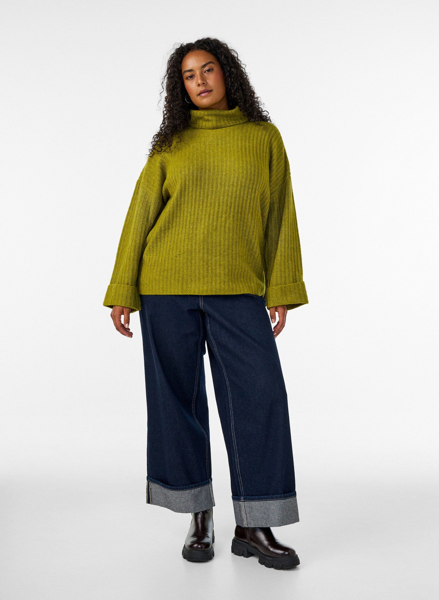 ZizziSweterek dzianinowy z kolnierzykiem stojacym, Zielony, Model image number 1