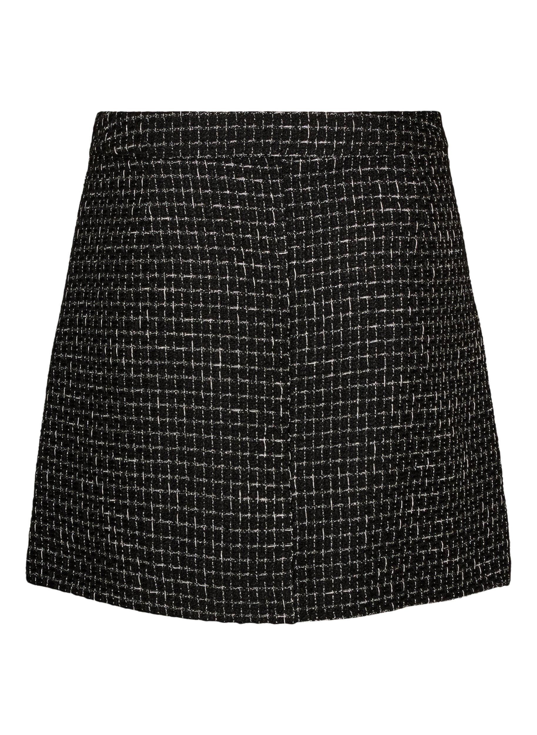 ZizziKr&oacute;tka sp&oacute;dnica z tkaniny boucl&eacute;, Czarne, Packshot image number 1