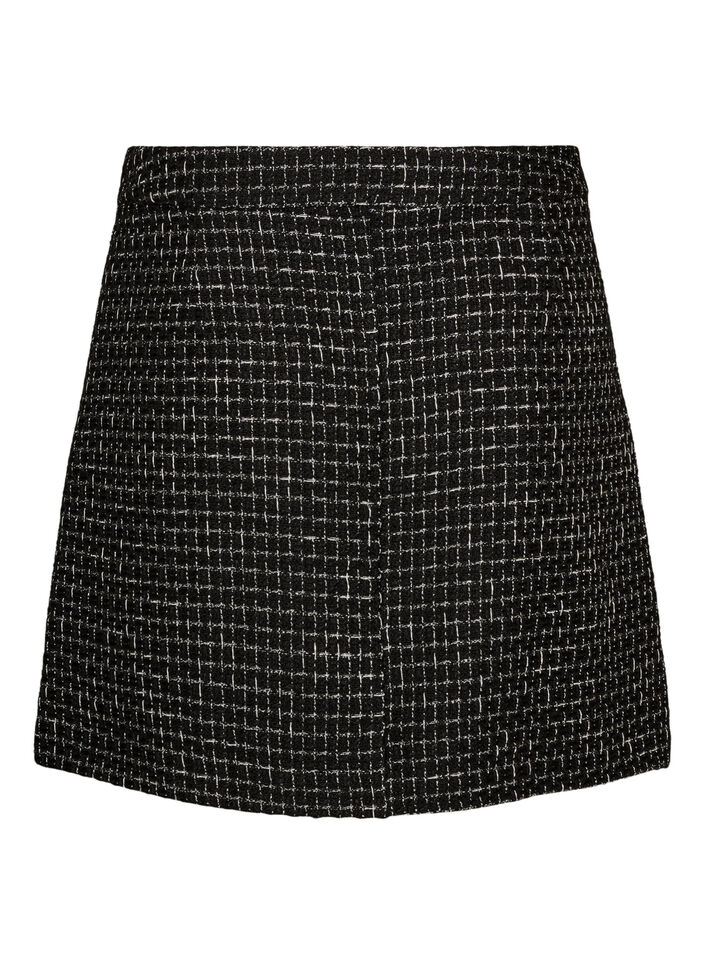 Kr&oacute;tka sp&oacute;dnica z tkaniny boucl&eacute;, Czarne, Packshot image number 1