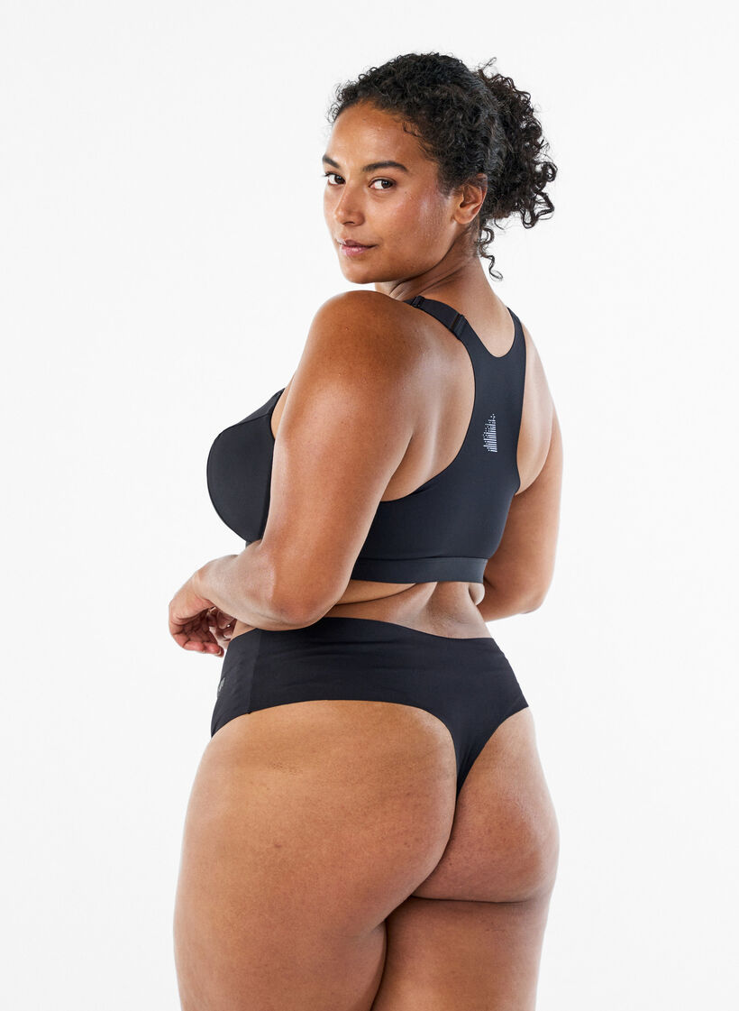 2-pack niewidoczne majtki treningowe w ksztalcie stringów, Czarne, Model image number 1