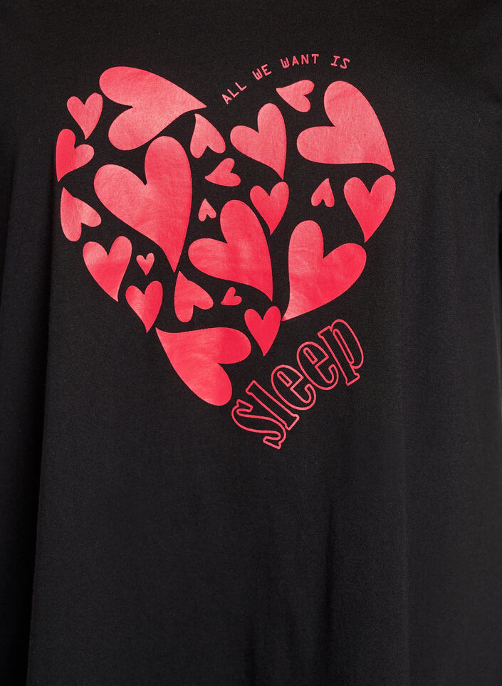 Koszula nocna z kr&oacute;tkim rekawem, wykonana z bawelny organicznej, Czarne, Packshot image number 2