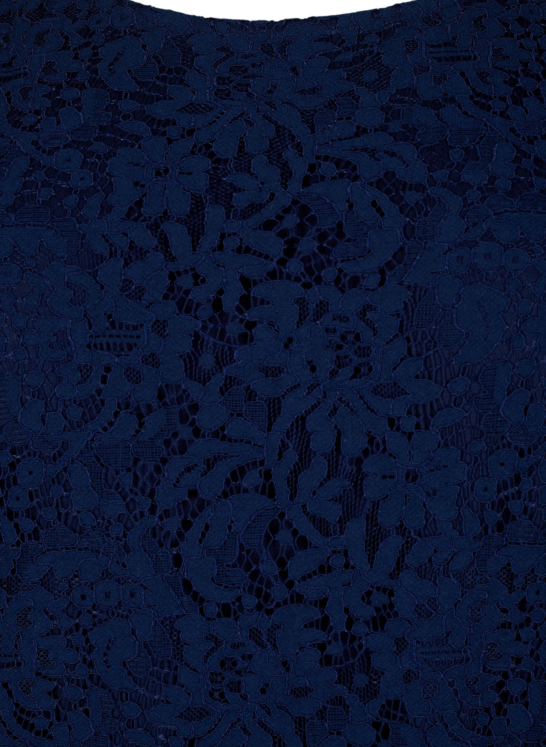 Zizzi Koronkowa sukienka z dlugimi rekawami, Navy Blazer, Packshot image number 2