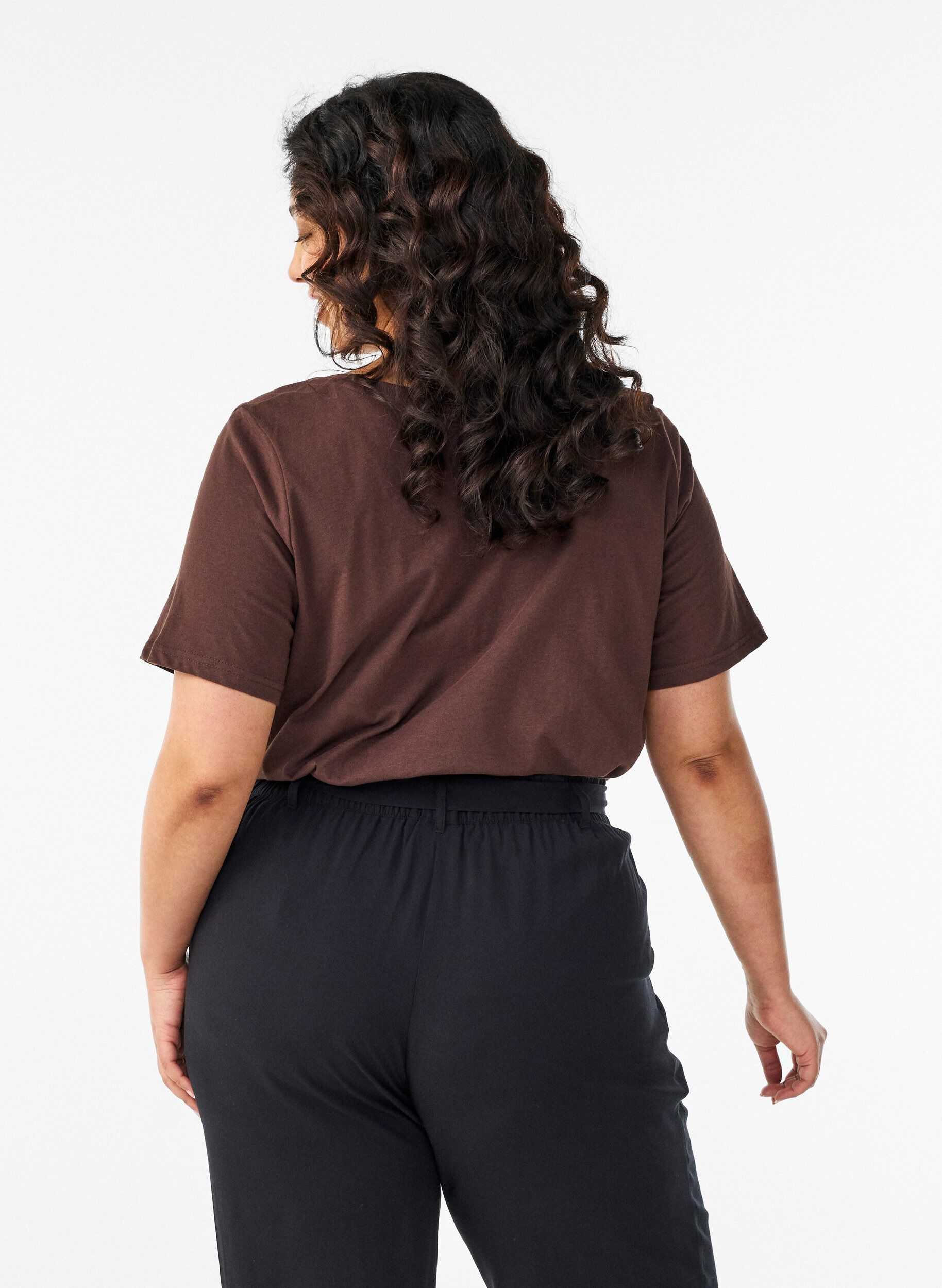 ZizziKoszulka z dekoltem w serek, Brązowy, Model image number 2