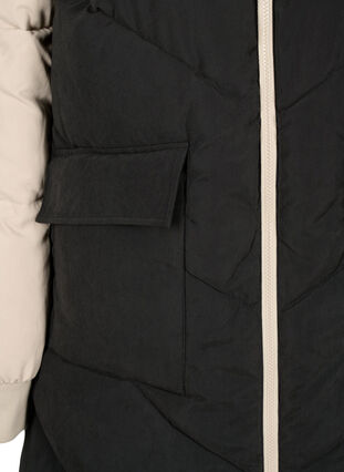 Dluga kurtka zimowa z blokami kolorów i kapturem, Black Comb, Packshot image number 3