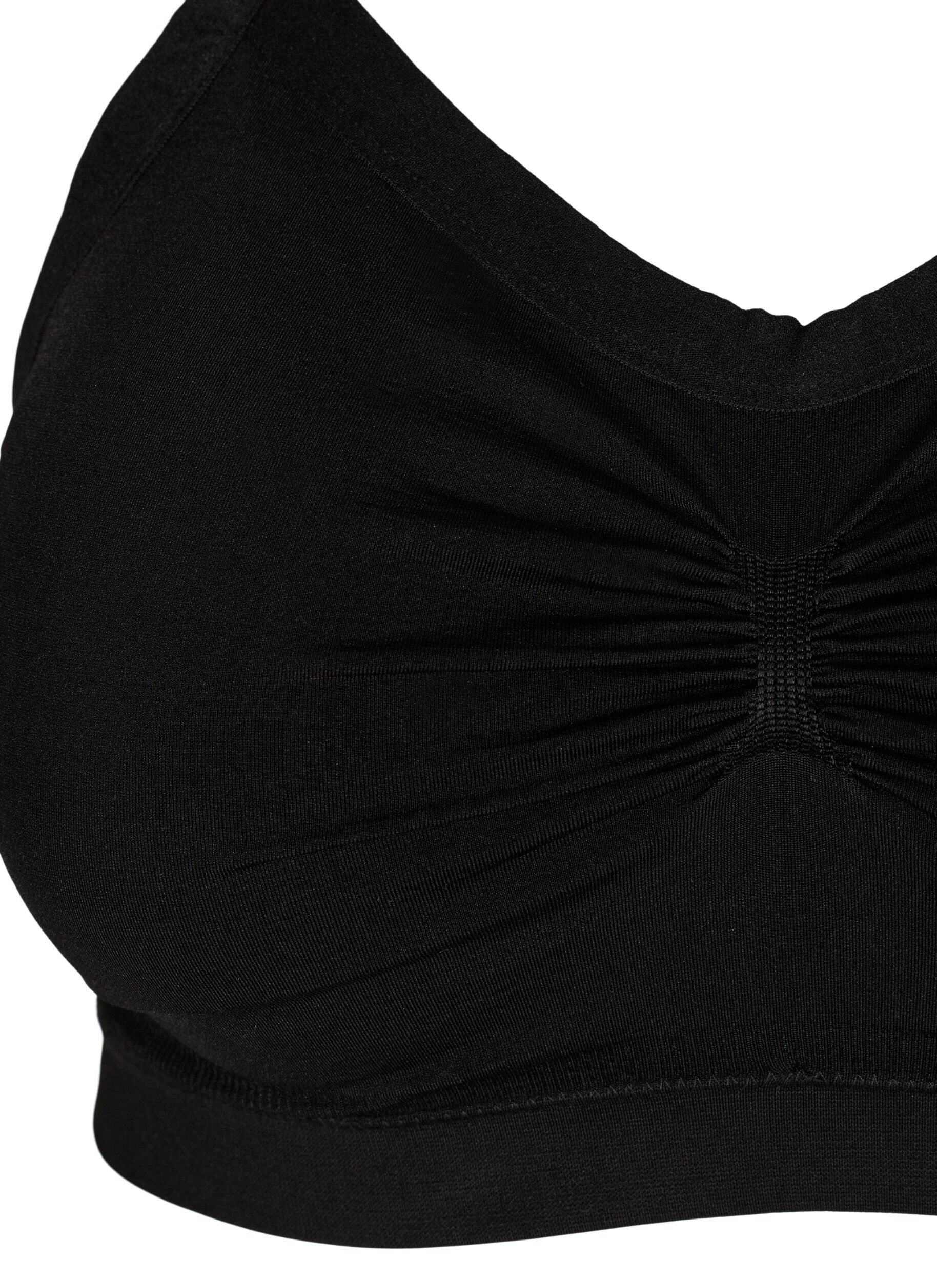 Zizzi Soft bra with lace back, Black, Packshot image number 2