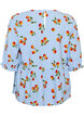 Bluzka bawelniana z nadrukiem pomidor&oacute;w i peplum, Niebieskie, Packshot image number 1
