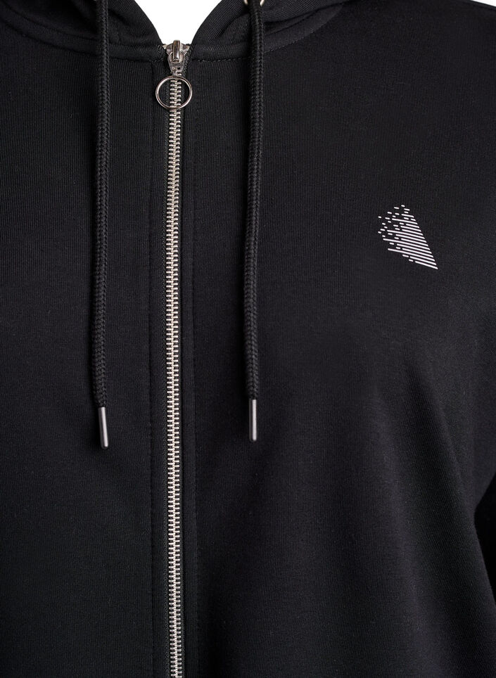 Dlugi kardigan dresowy z nadrukowanymi detalami, Czarne, Packshot image number 2