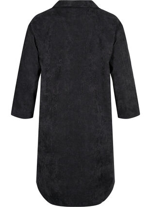 Aksamitna sukienka z 3/4-length rekawami i guzikami, Black, Packshot image number 1