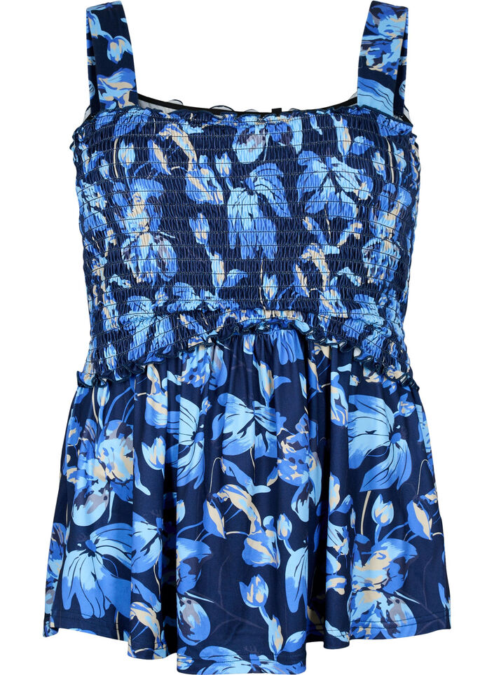 Top ze sciagaczem do karmienia piersia, Blue Flower Print, Packshot image number 0