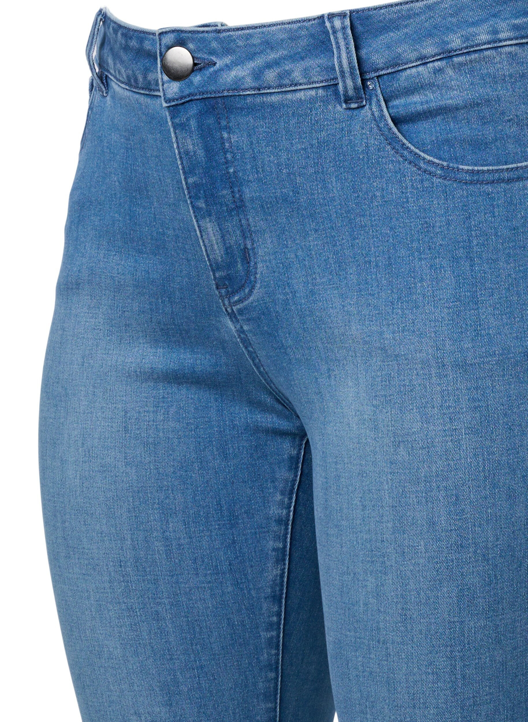 Zizzi Cropped Emily jeans with embroidery, Blue denim, Packshot image number 2