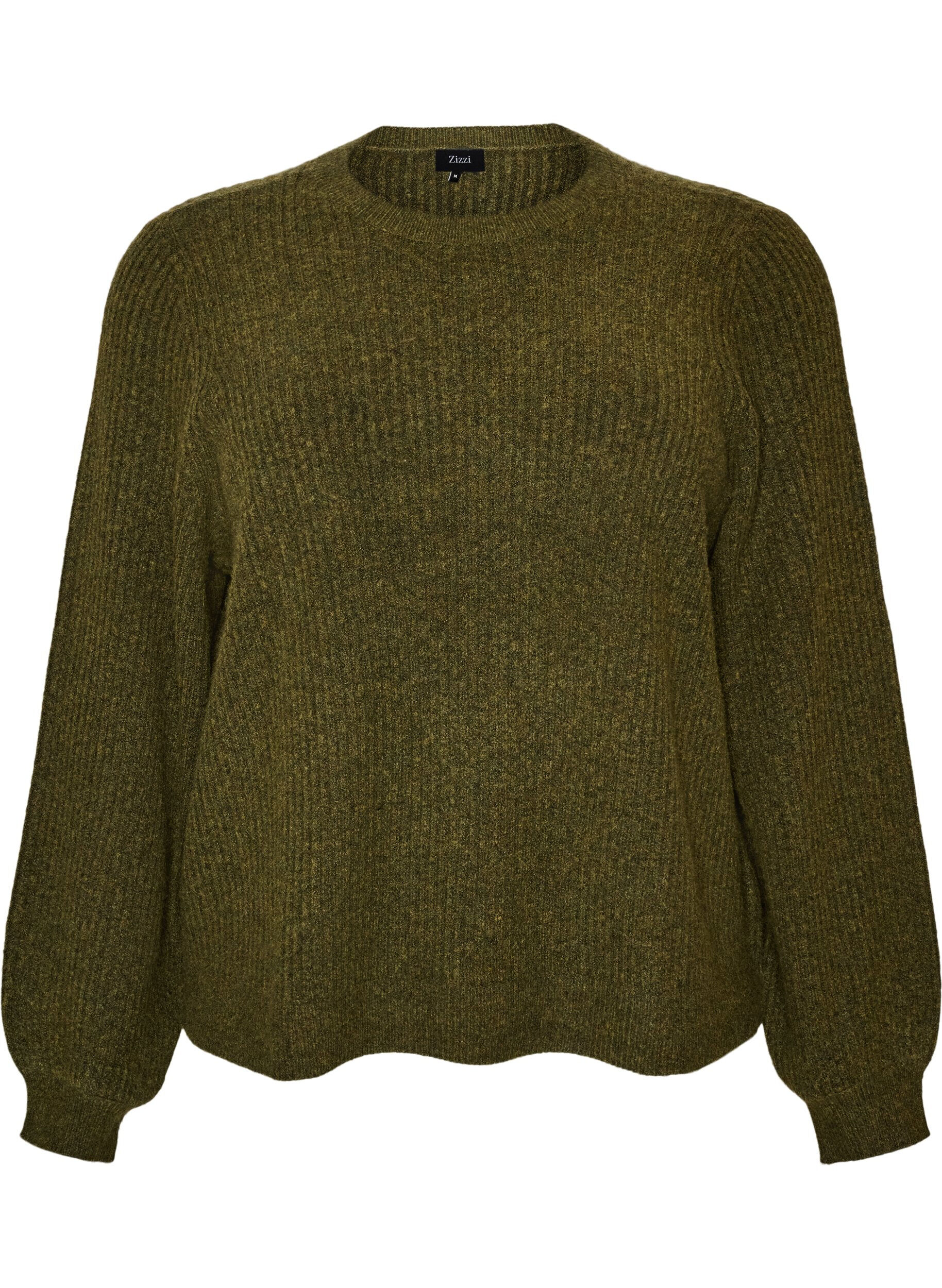 Sweter z ryfionymi rekawami w ksztalcie balon&oacute;w