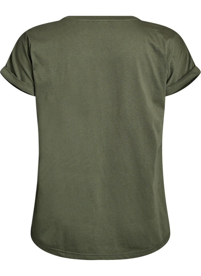 T-shirt z kr&oacute;tkim rekawem z mieszanki bawelny, Zielony, Packshot image number 1