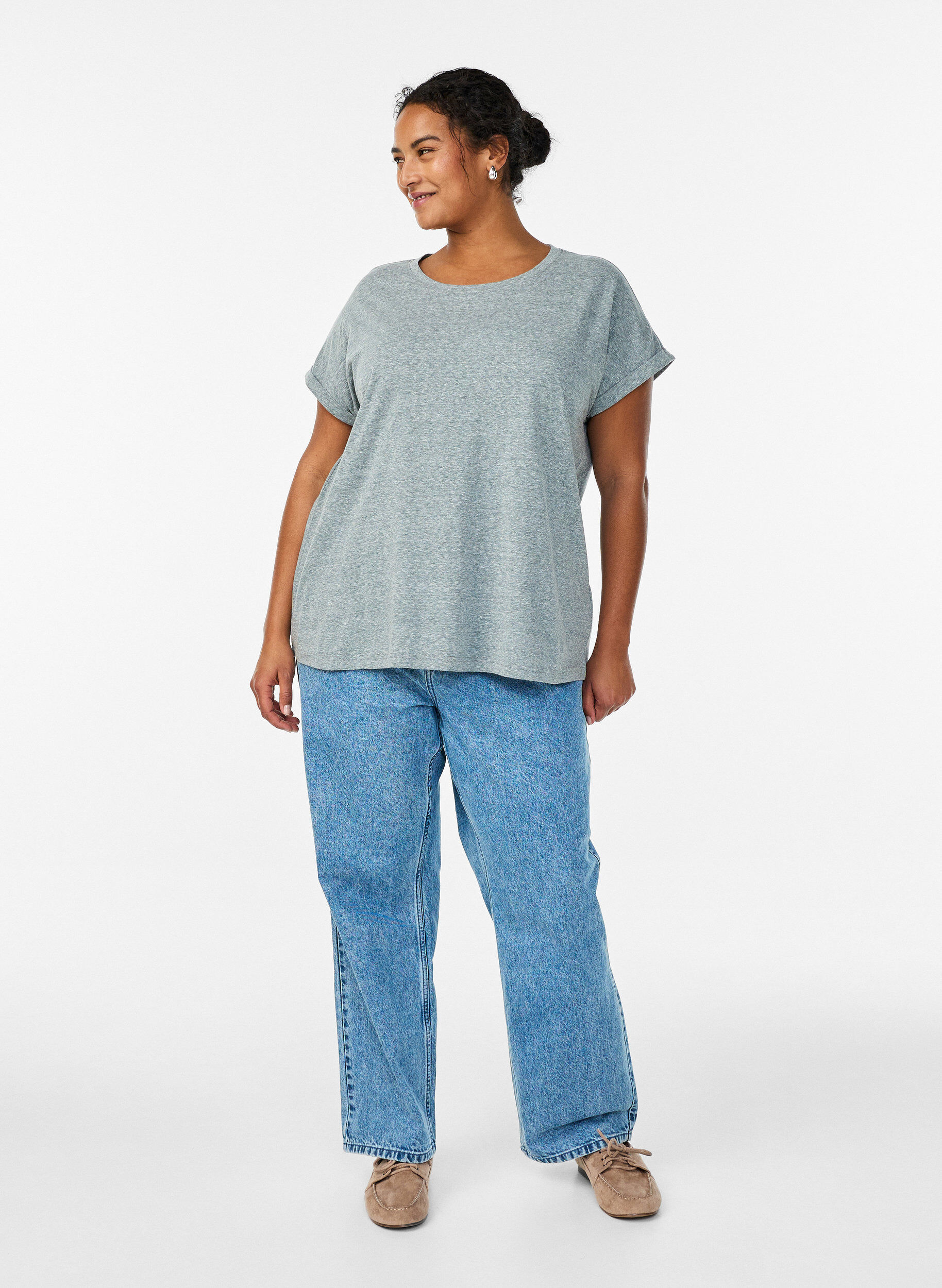 Zizzi Melanzowa koszulka z kr&oacute;tkim rekawem, Zielony, Model image number 1