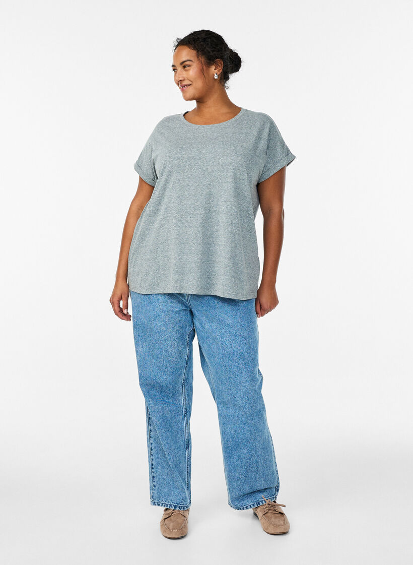 Melanzowa koszulka z kr&oacute;tkim rekawem, Zielony, Model