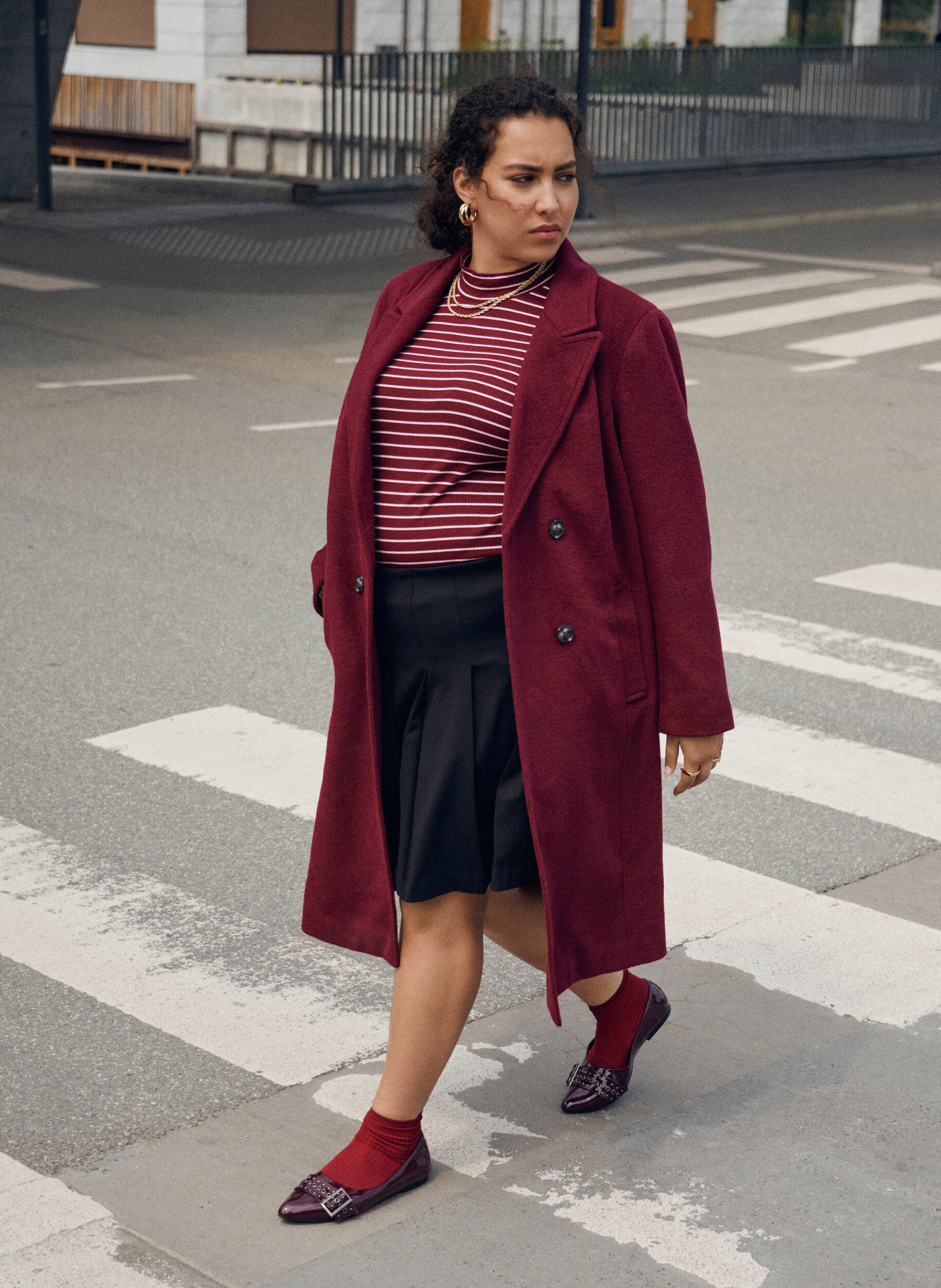 Zizzi Plaszcz z mieszanki welny z dwurzedowymi guzikami, Czerwony, Image image number 0