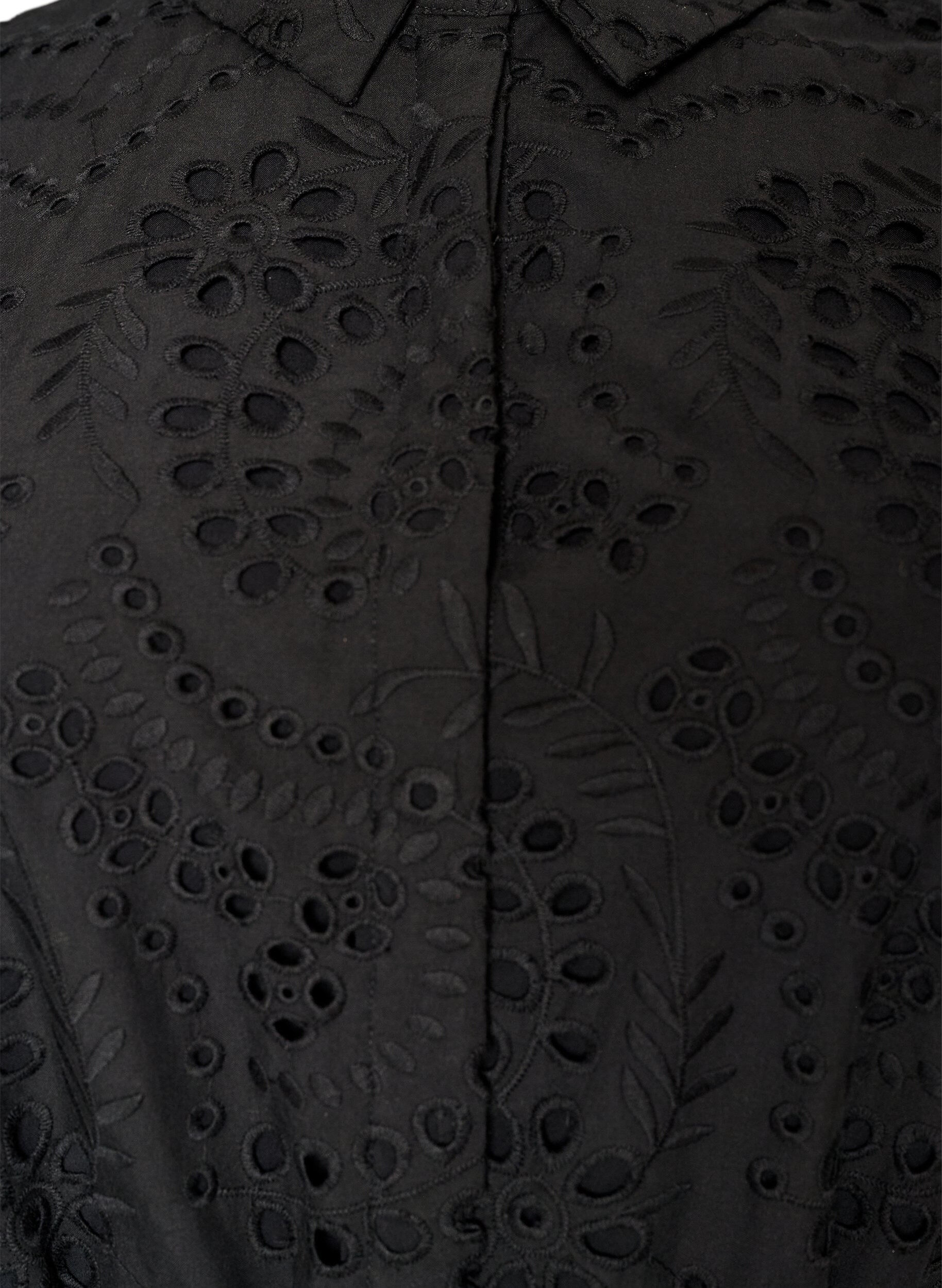 ZizziSukienka-koszulka w stylu broderie anglaise z pasem do wiazania, Czarne, Packshot image number 2