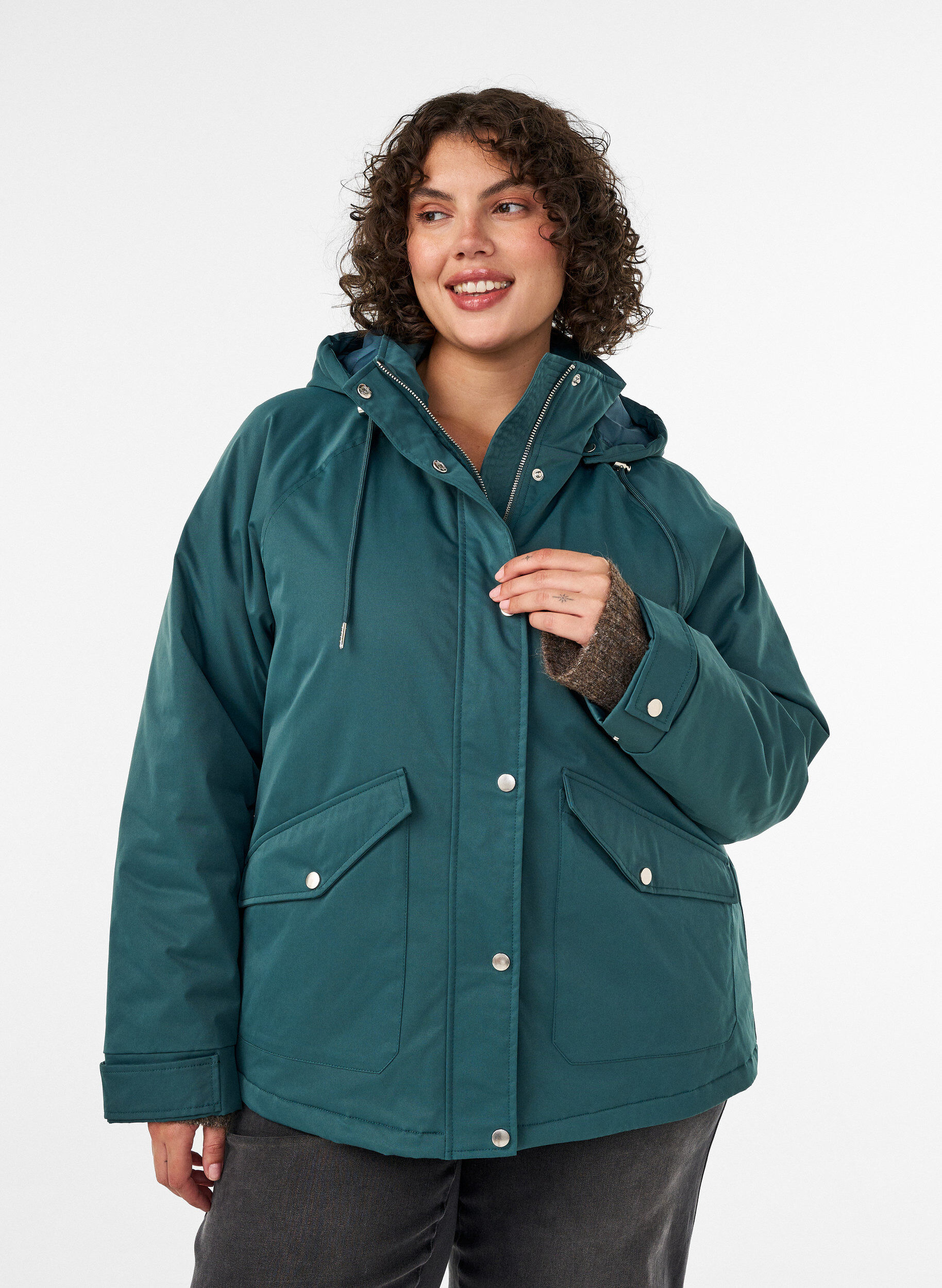 ZizziParka z podszewka i odpinana kapturka, Zielony, Model image number 0