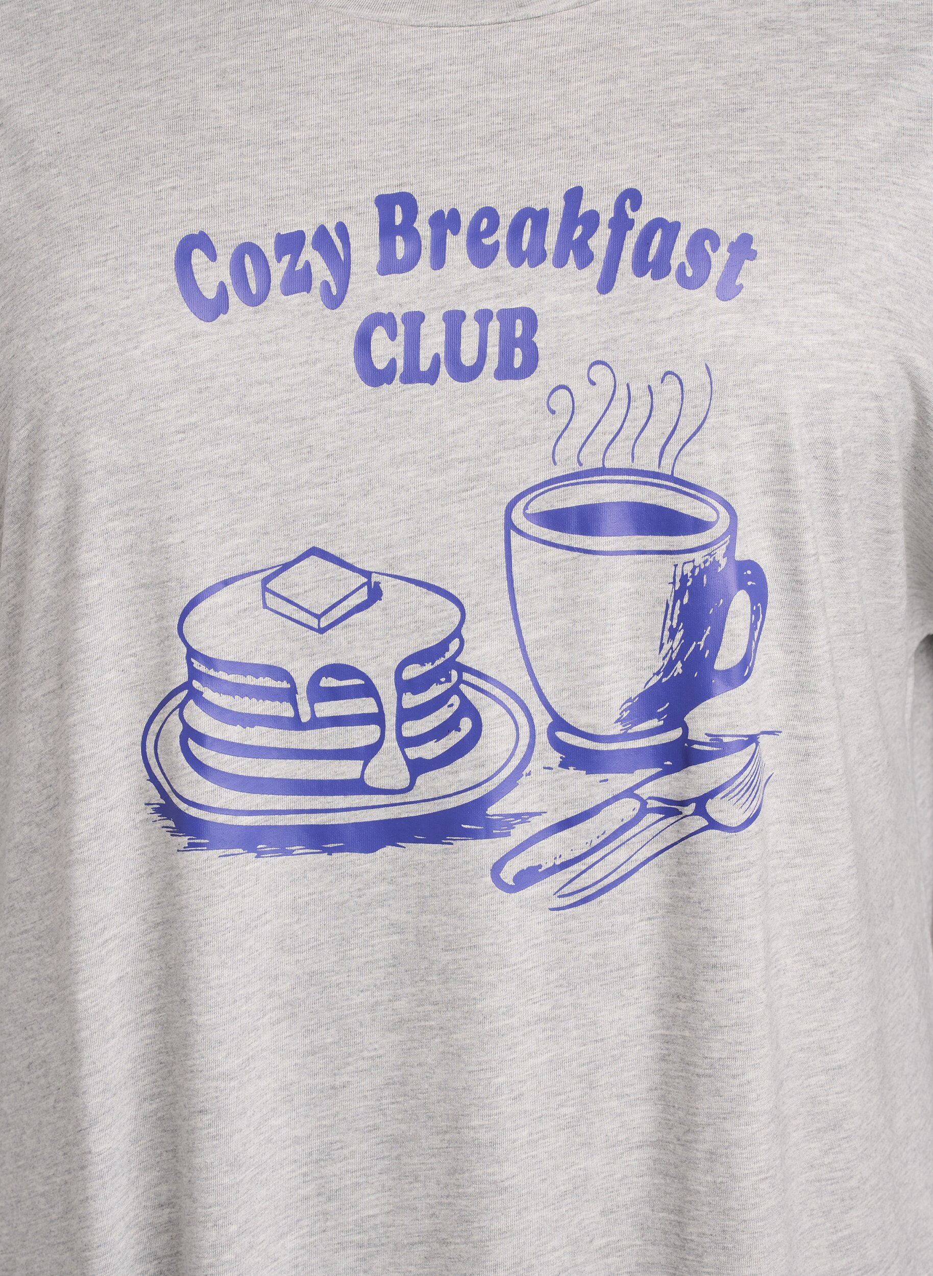 Zizzi Koszula nocna z kr&oacute;tkim rekawem i nadrukiem tekstowym, Szary, Packshot image number 2