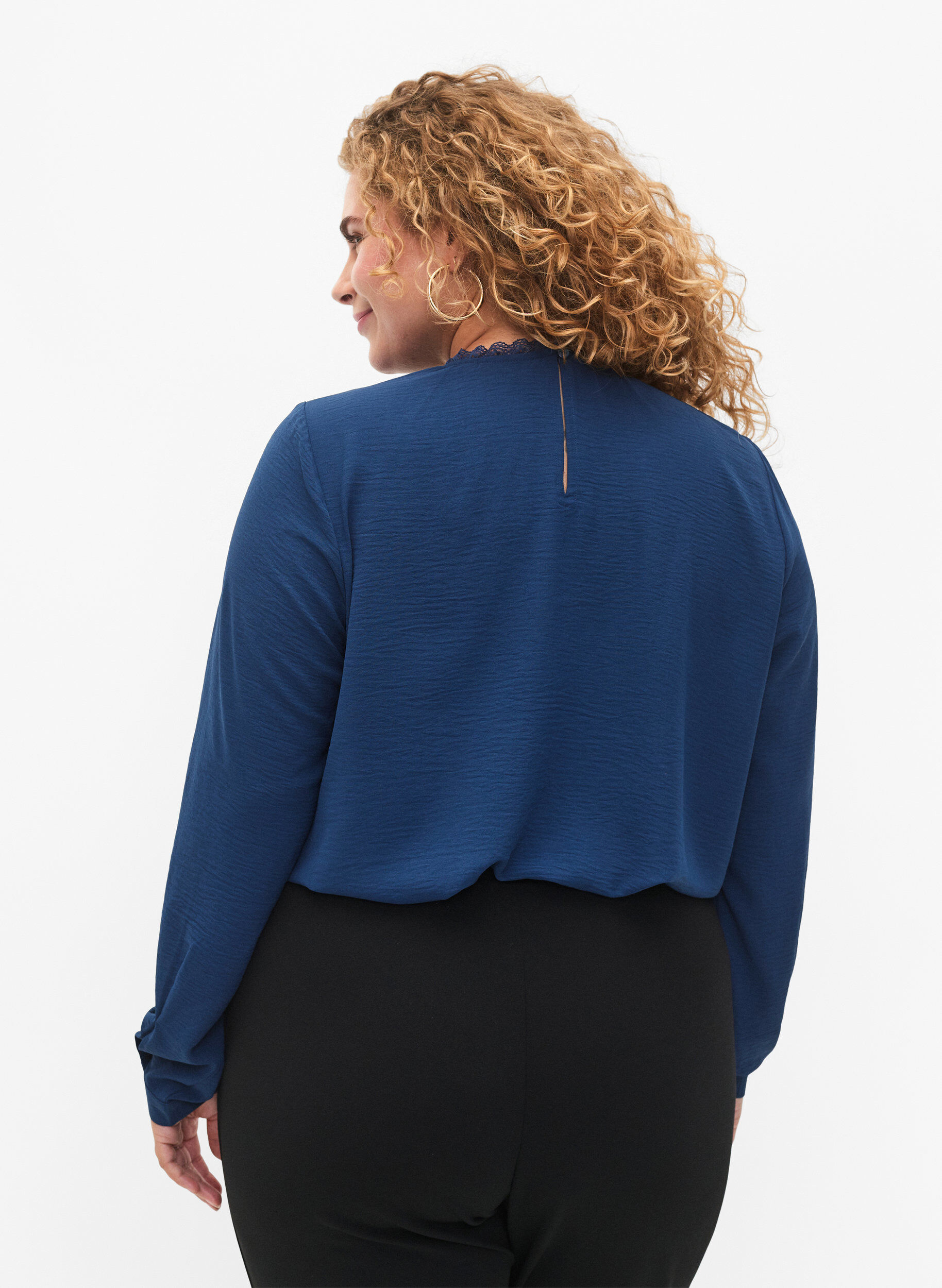 Zizzi Bluzka z dlugim rekawem i koronkowymi detalami, Titan, Model image number 1