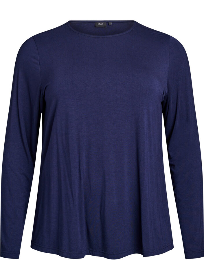 Bluzka w jednolitym kolorze z dlugim rekawem, Niebieskie, Packshot image number 0