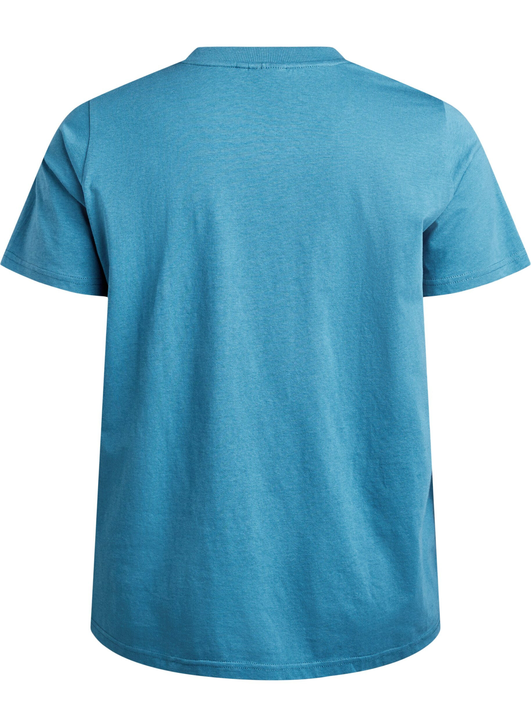 ZizziPodstawowa koszulka bawelniana z okraglym dekoltem, Szary, Packshot image number 1