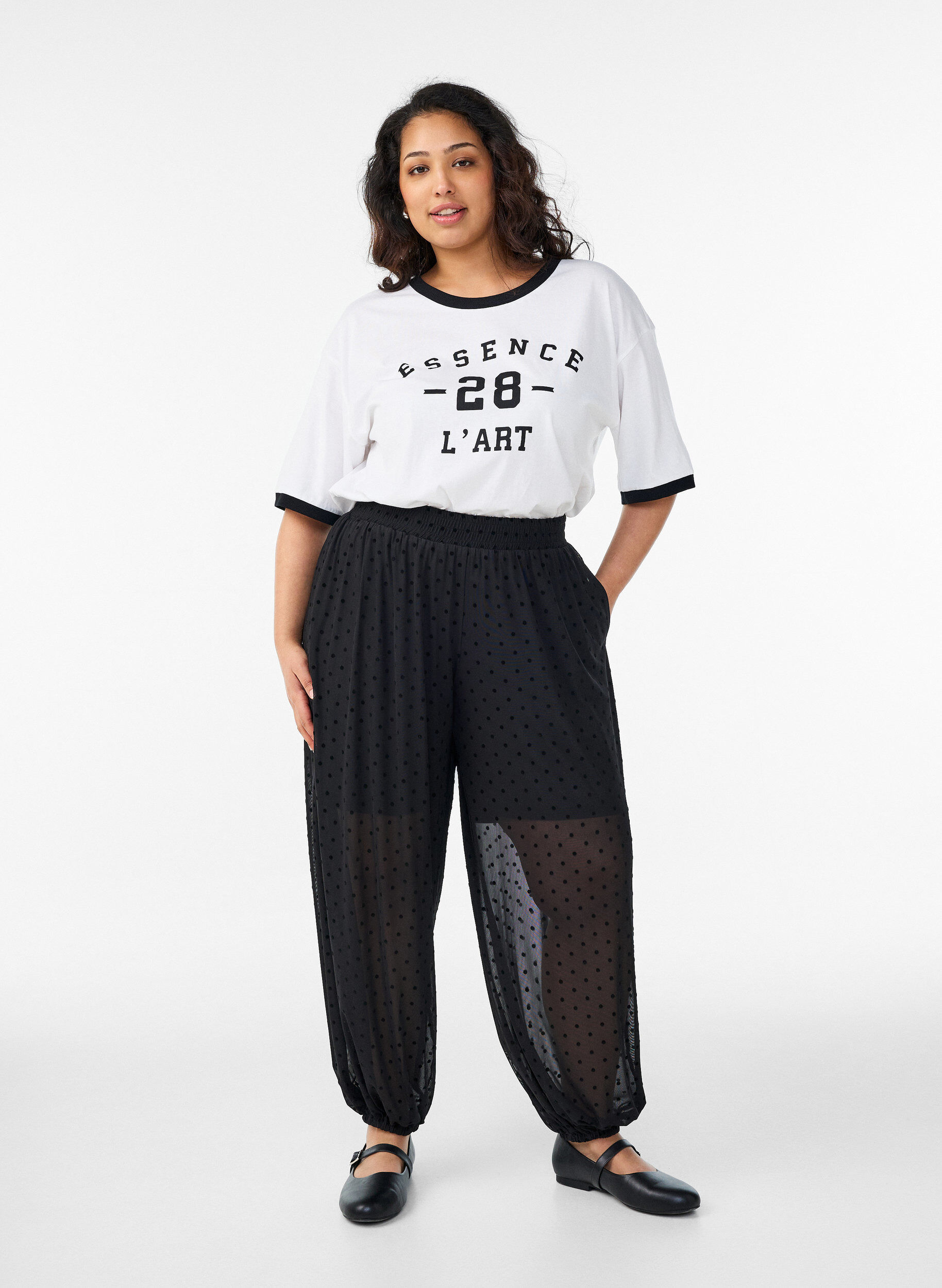 ZizziKoszulka bawelniana z nadrukiem tekstowym i krojem boxy, Biały, Model image number 1