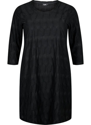 FLASH – sukienka z faktura i rekawem 3/4, Black, Packshot image number 0