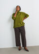 Sweter z kolnierzykiem i luznym krojem, Zielony, Model image number 0