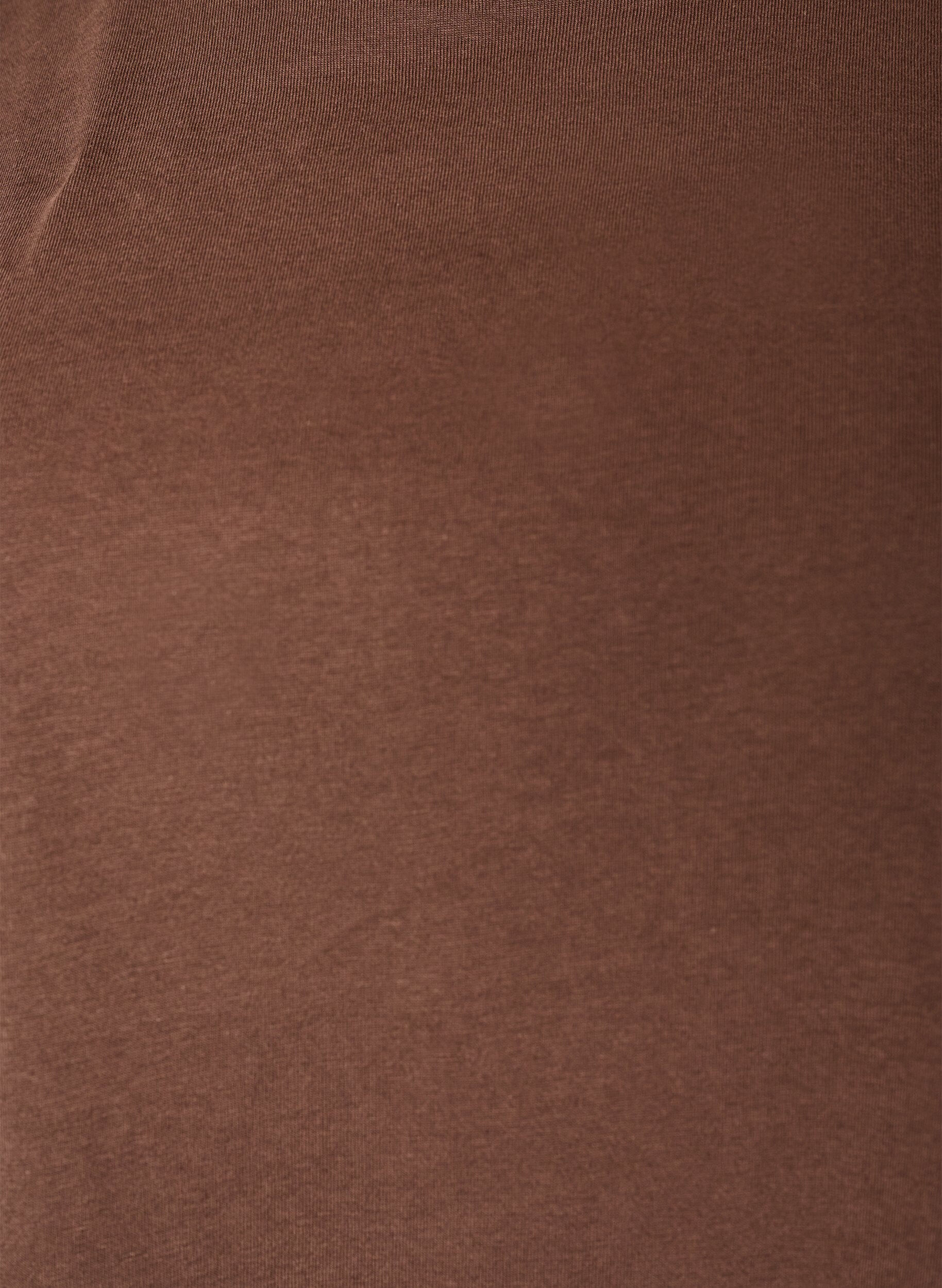 Zizzi T-shirt z asymetrycznym koronkowym wykonczeniem, Brązowy, Packshot image number 2