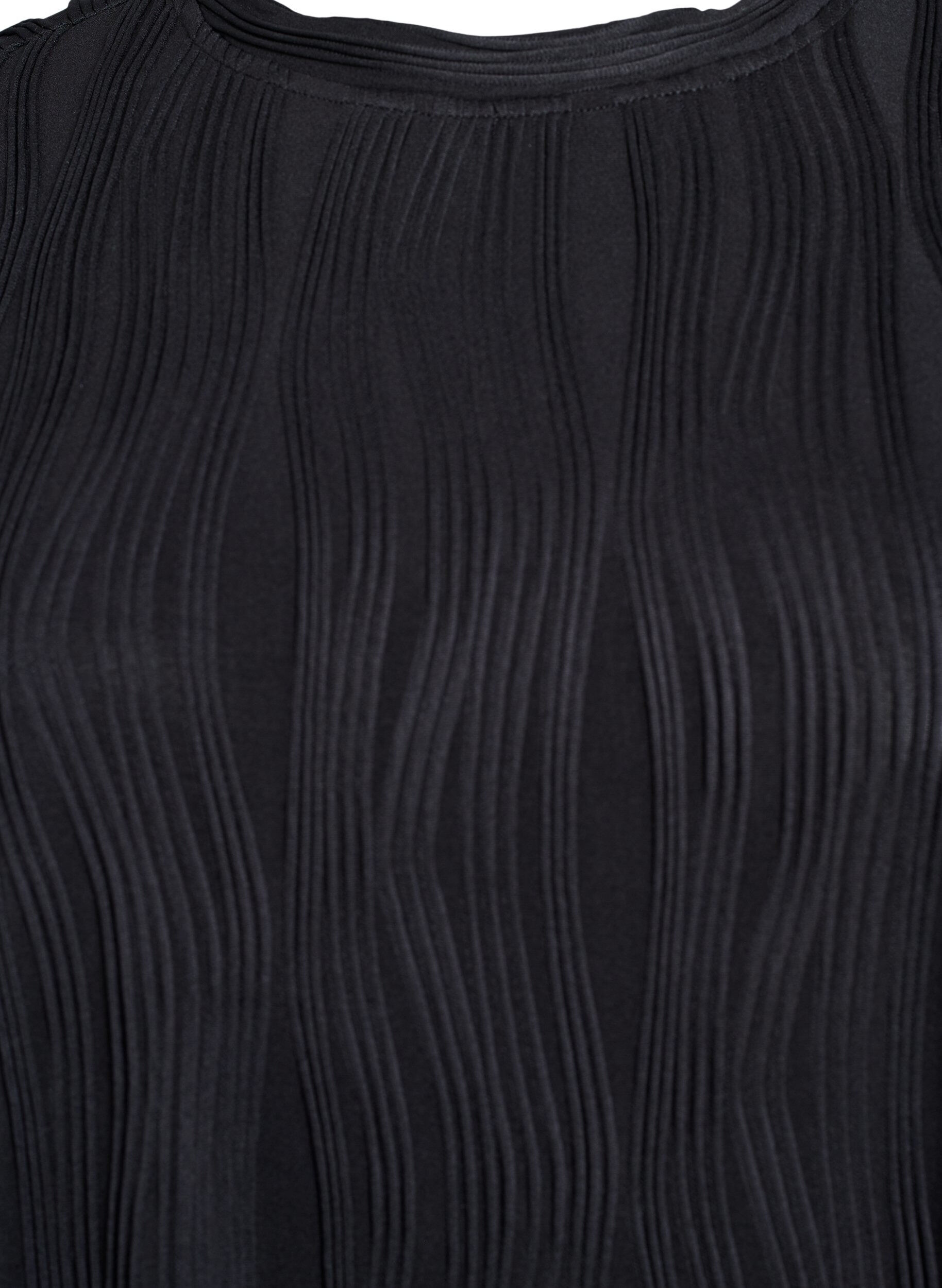 Zizzi Bluzka z kr&oacute;tkim rekawem i falista faktura, Czarne, Packshot image number 2