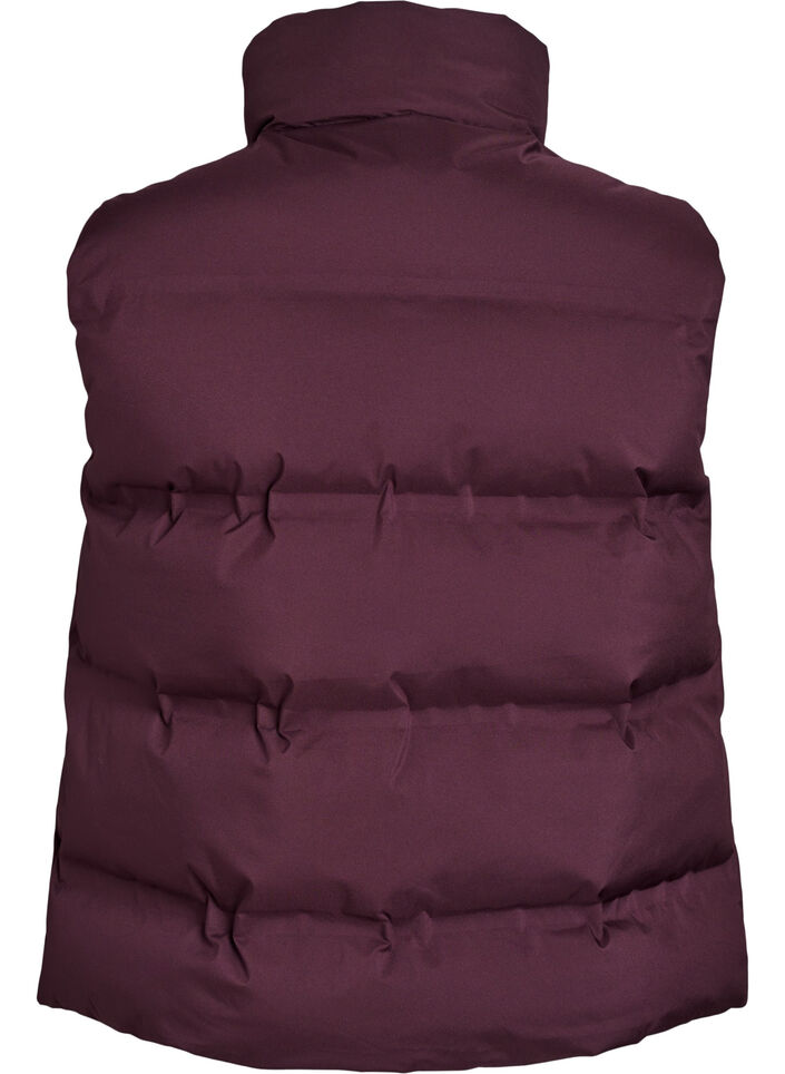 Kr&oacute;tki bufiasty bezrekawnik z wysokim kolnierzem, Ciemnobordowy, Packshot image number 1